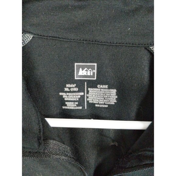 REI Base Layer Kids XL (18) Black Long Sleeves Raglan 1/4 Zip Pullover Stretchy - Picture 3 of 8